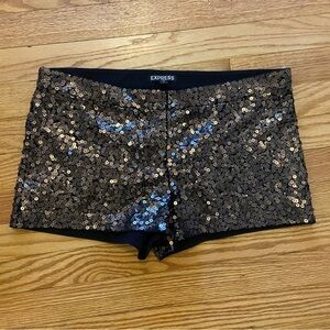 Express Black and Gold / Copper colored Sequin Shorts size 8